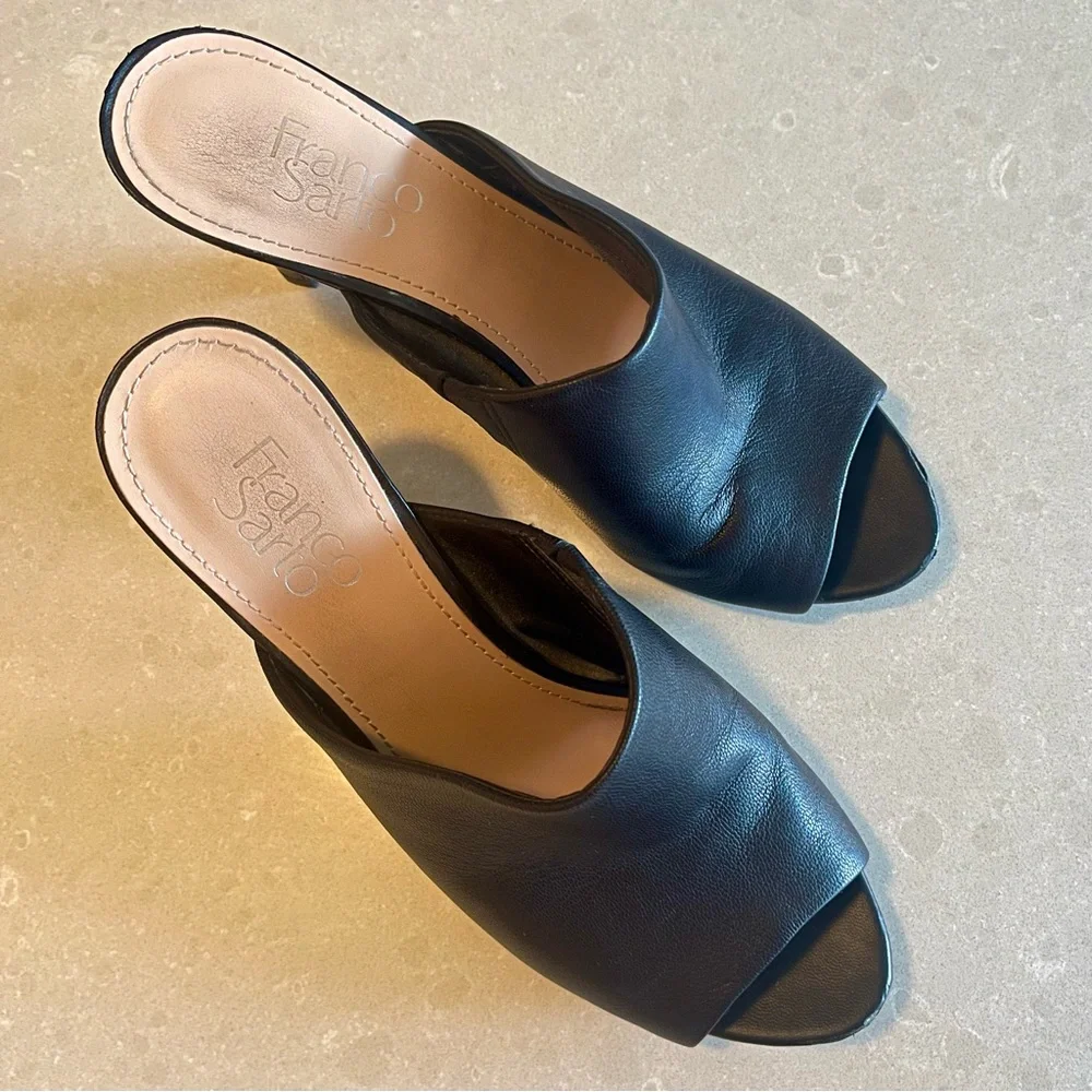 ❌SOLD❌Franco Sarto Black Peep Toe Mules, Sz 8 - Picture 6 of 9